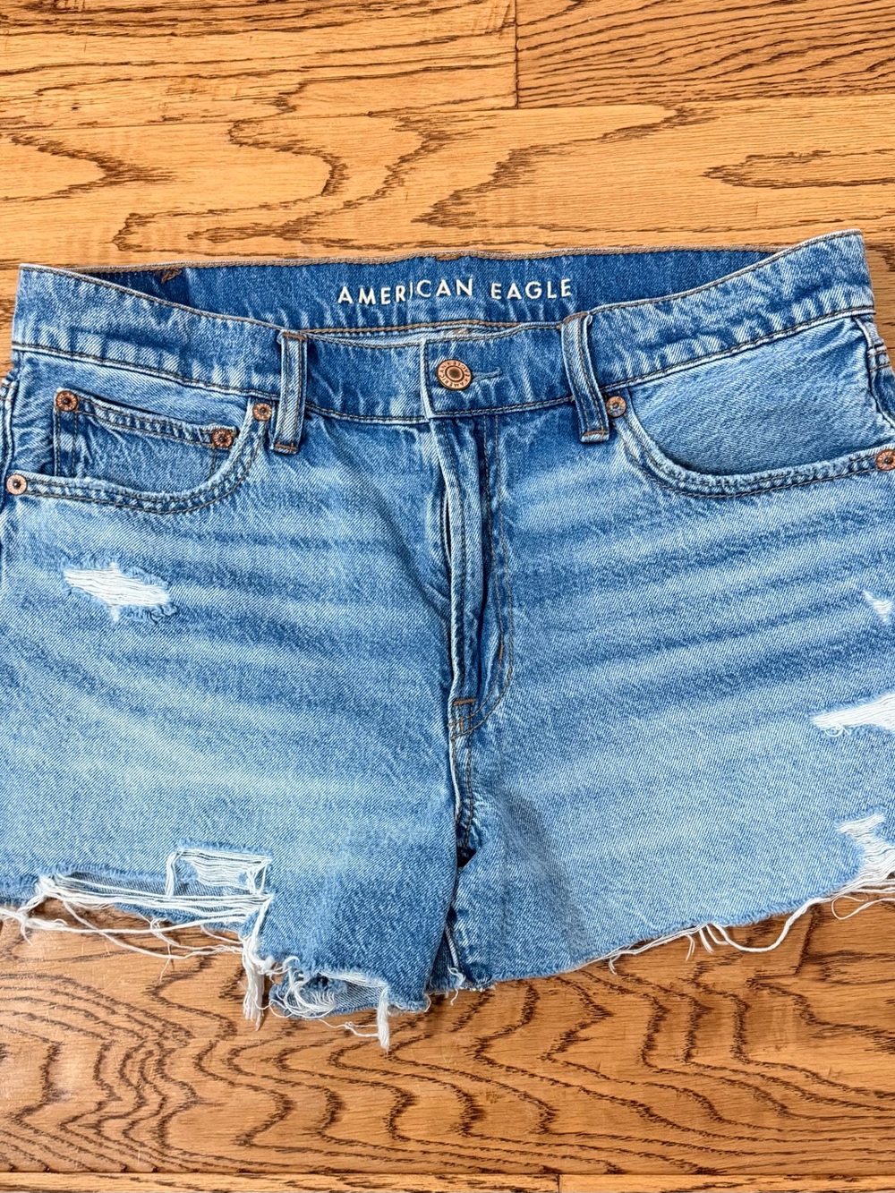 American Eagle Outfitters Light Wash Distressed Denim Cutoff Shorts